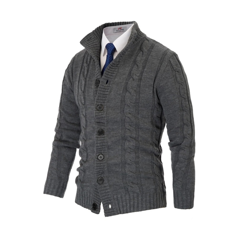 New PJ Paul Jones Men's Button Stand Collar Cable Knit Cardigan Sweater Size Med - Picture 3 of 5